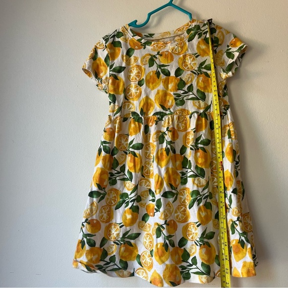 🌼 5/$25 Girls Lemon Print Dress White Yellow Summer Fruit Graphic Cotton Size 4T - Picture 4 of 6
